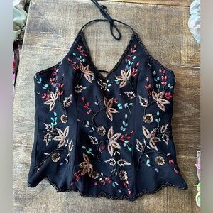 Beaded top, ties in the back, halter